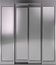 2 panel, centre opening with glass panels